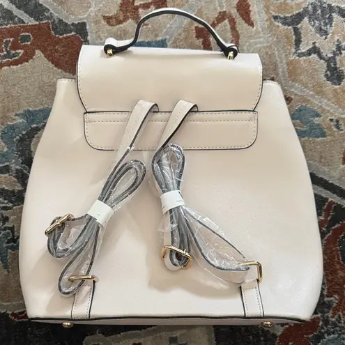 Stylish Cream Backpack with Gold Accents