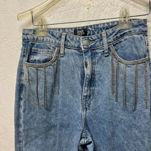 Simple Society  sparkly fringe Straight Super High Rise Jeans Size 5/27 western