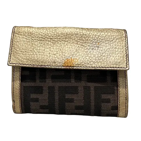 Fendi  Zucca Gold Compact Wallet with Marks - Image 2