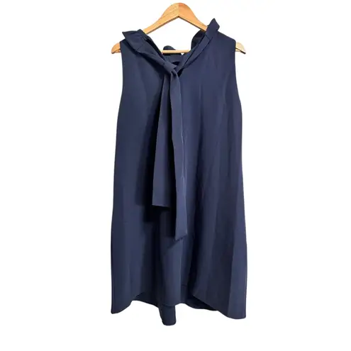 Tuckernuck  Navy Blythe Blue Sleeveless Ruffle Neck Tie Back Shift Dress XL