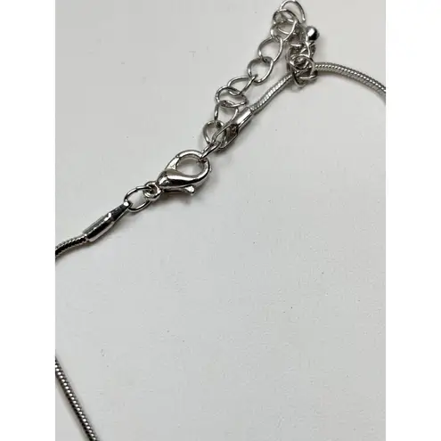 Silver Saxophone Pendant Necklace With Rhinestones & Chain In Gift Box