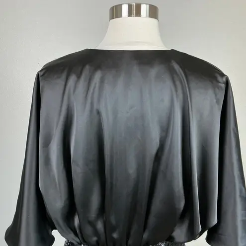 Eliza J Satin and Sequined Mini Sheath Sparkly Cocktail Party Dress Black Size 6