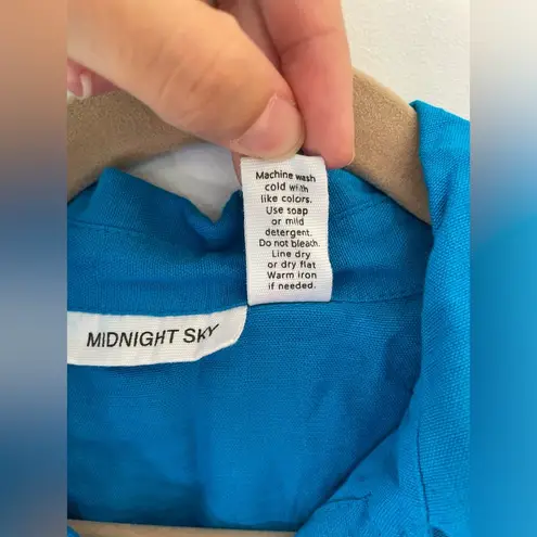 Midnight Sky Blue Pleated Buttoned Tie