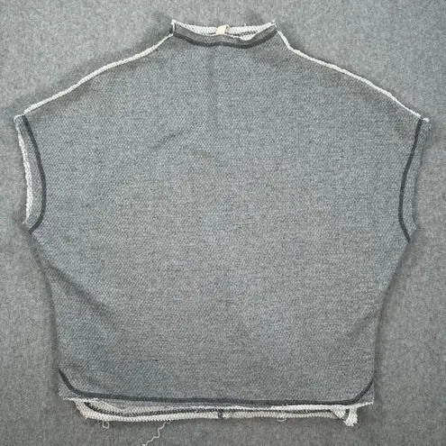 Pilcro Funnel Neck Cut Off Pullover Womens Small Gray Terry Boxy Casual Pullover