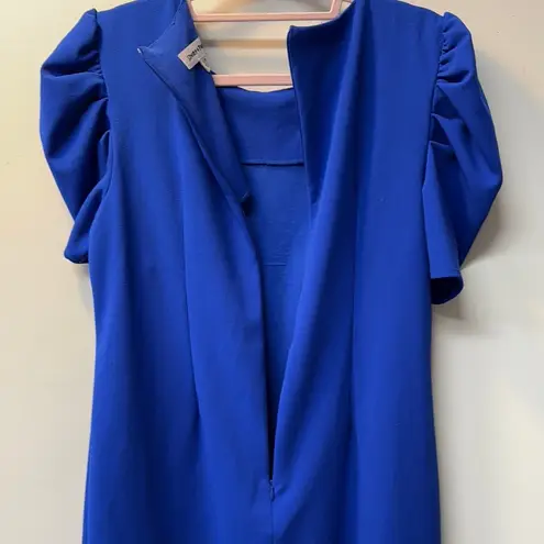 Shelby & Palmer Blue Sheath Dress with Puff Sleeves Knee-Length for Cocktail