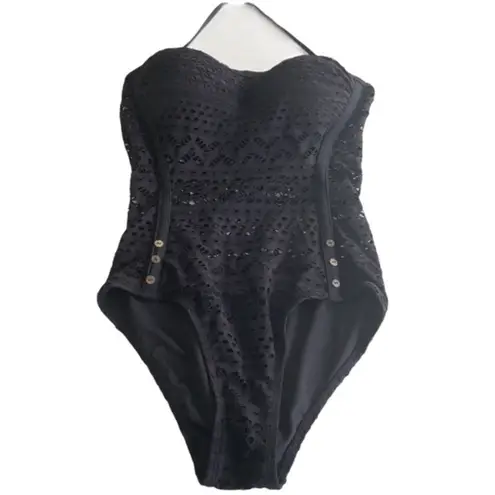 SURENOW Womens Black Mesh 1 Pc SwimSuit Size Medium NWT