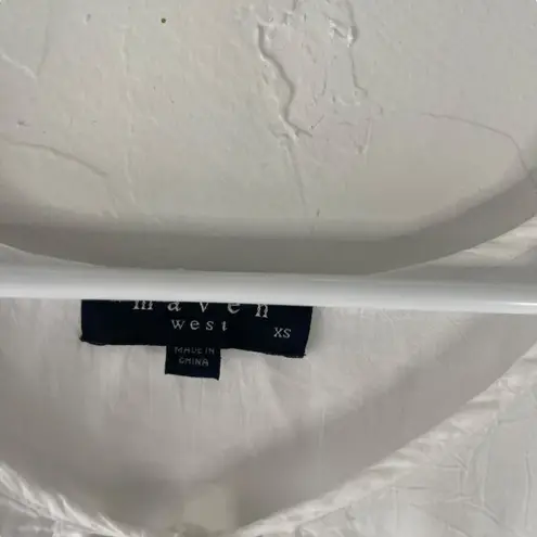 Revolve Maven West Women's Size XS White Sheer Ruffle Flowy Tiered Blouse