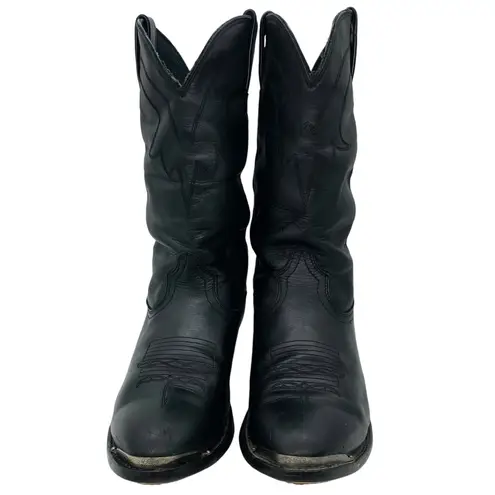 Durango  Womens Black Leather Cowboy Boots Western Cowgirl Silver Tips