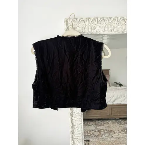 ZARA  Embroidered Velvet Open Front Vest