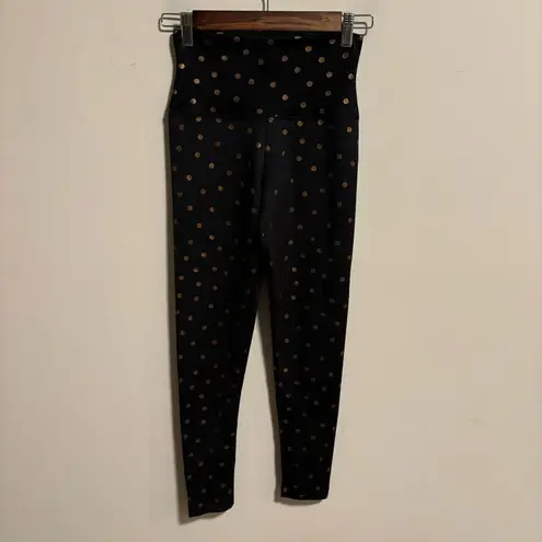 Beach Riot Sport Gold Polka Dot Black High Waisted Leggings- Size XS