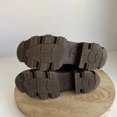 Dream Paris Dream Pairs Chocolate Brown Shiny Water Resistant Chunky Pull on Boots 8.5