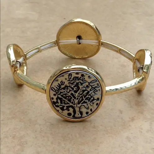 Two Tone Inspirational Family Tree Bracelet Gold