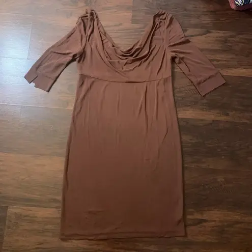 barney's new york brown long sleeve cocktail dress size M