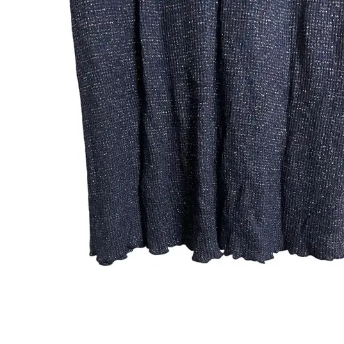 Rachel Pally Navy Metallic Ribbed Mara Maternity Long Sleeve Midi Dress Size S