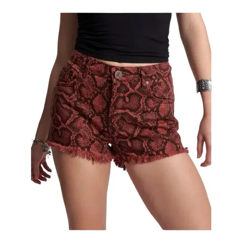 One Teaspoon  Bonitas High Waist Denim Shorts Python Snake Print Size 26 AU/ 4 US