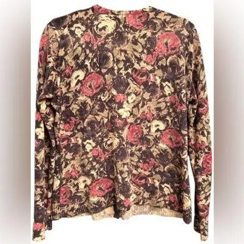 Vintage Sarah Spencer Women’s Floral Wool Angora Blend Sweater Cardigan Medium Brown