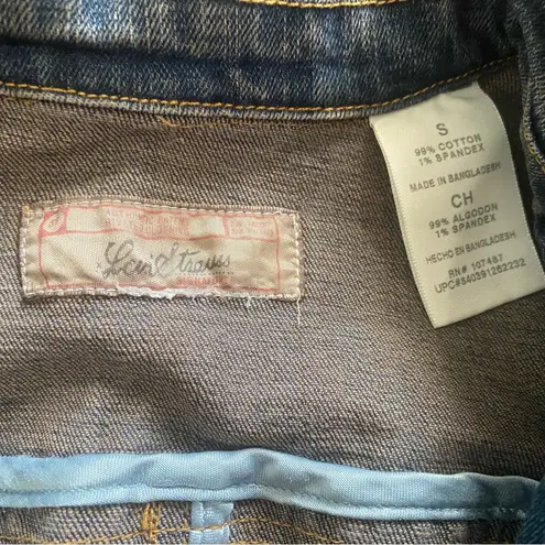 Vintage Levi Strauss Jean Jacket Denim Wash Copper Color Buttons Small Blue