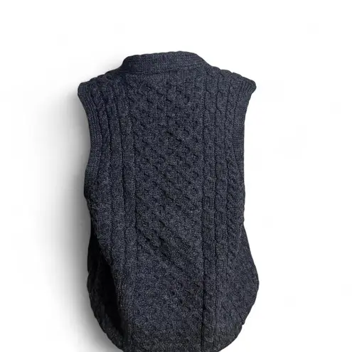 Carraigdonn 100% Pure Wool Sweater Vest Made in Ireland Preppy Dark Academia Gray Size L
