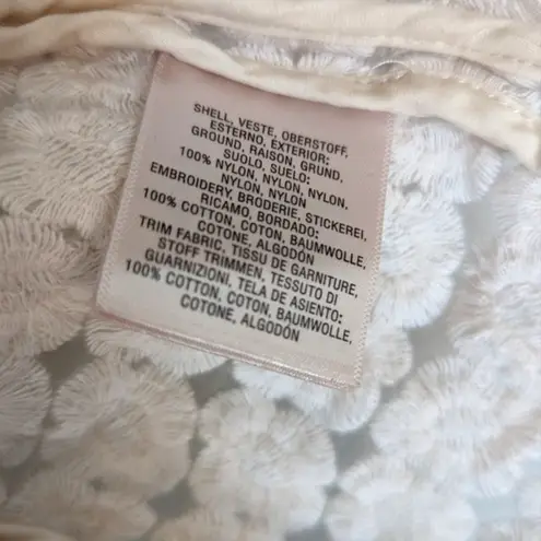 Elevenses Anthropologie White Cream Off-White Open Blazer Floral Women's Small