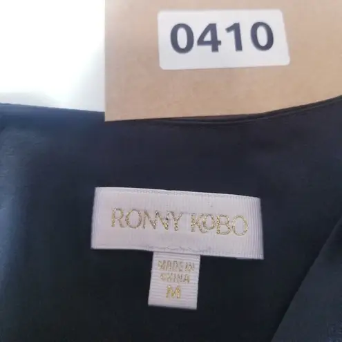 Ronny Kobo Black White Satin Margo Dress Big Bow Cocktail Holiday Dress Size M