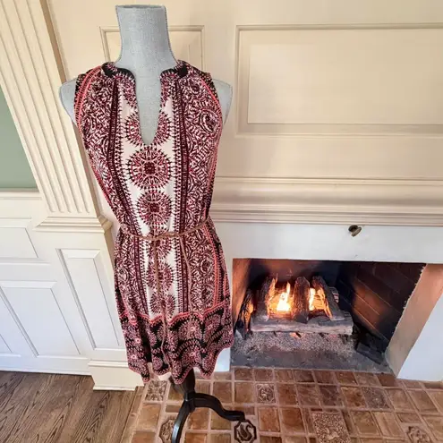 London Times sleeveless boho tribal medallion fit & flare dress size 4 small