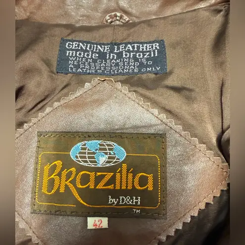 Brazilia by D&H women’s genuine leather jacket, size 42 in rich chocolate brown