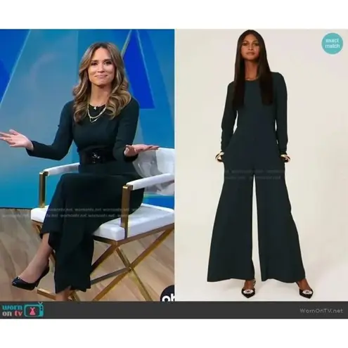 Adam Lippes Jada Flared long sleeve Jumpsuit in Green 8 Womens Dressy Catsuit