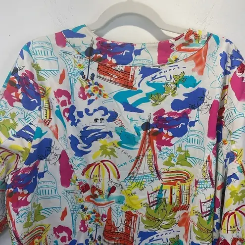 Liz&Me Open Blazer 3/4 Sleeve French theme novelty print 100% Cotton size 0X