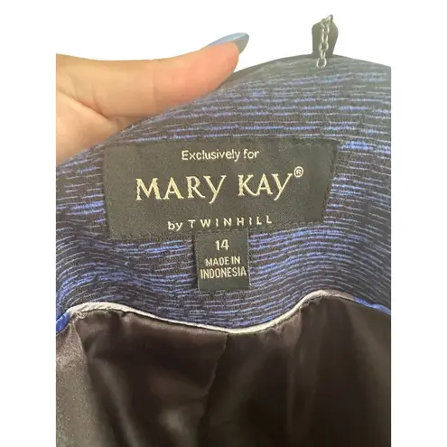 MARY KAY for Twinhill Blue Black Knit Jacket Dress Blazer Size 14