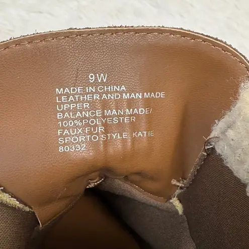 Sporto Katie Tan Suede Lace Up Faux Shearling Lined Boot Size 9W