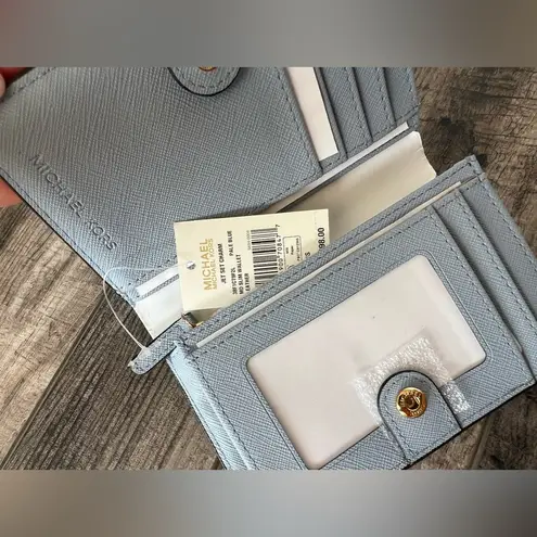 Michael Kors  JET SET CHARM Sm Flap ID Card Case slim Wallet pale blue NWT