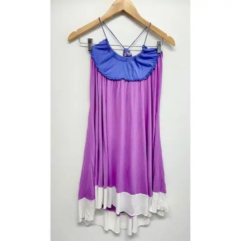 Calypso Christine Celle Purple White Dress XS Spaghetti Strap