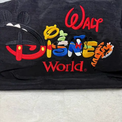 Walt Disney World Black Embroidered Drawstring Book Bag Backpack Character Logo