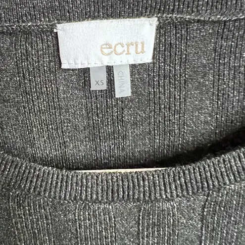 Ecru Ribbed Knit Crewneck Sweater with Convertible Button Sleeves Size XS