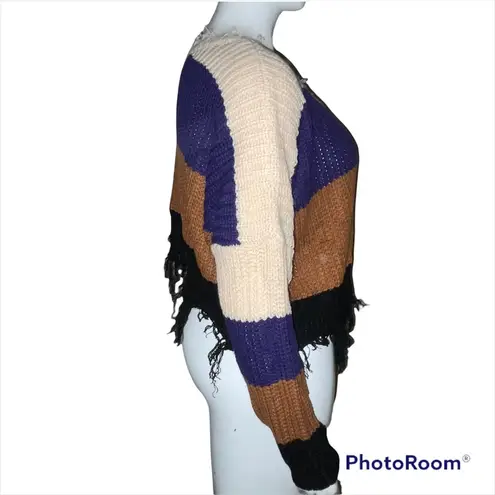 Love j color block frayed cropped sweater