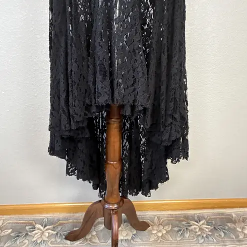 Biya Johnny Was Sheer Black Lace Hi Low Midi Maxi Flare Dress Size M Racerback Size M