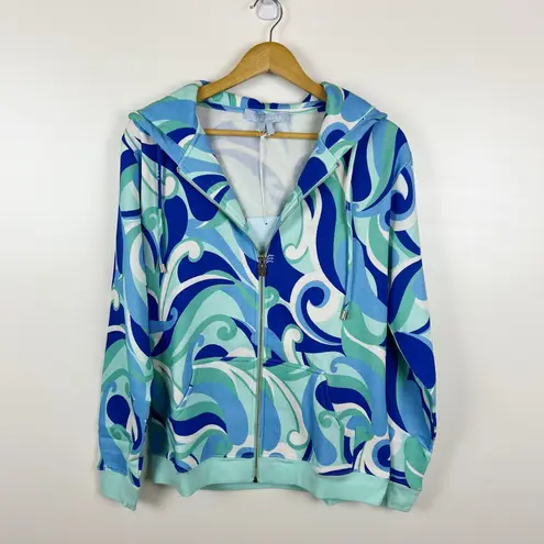 Hill House NWT  The Allie Zip-Up in Ocean Kaleidoscope Sz‎ S Hippie 70s Colorful
