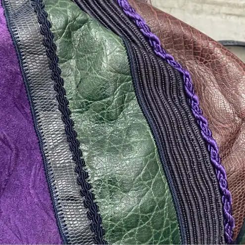 Vintage SHARIF Lizard Croc Leather Patchwork Convertible Clutch Shoulder Bag