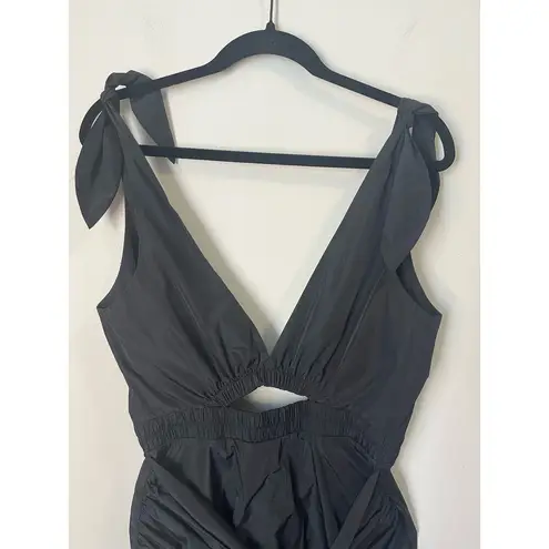 Alice McCALL Bon Bon Bow Cutout Playsuit Romper Black Satin Shoulder Ties sz. 2