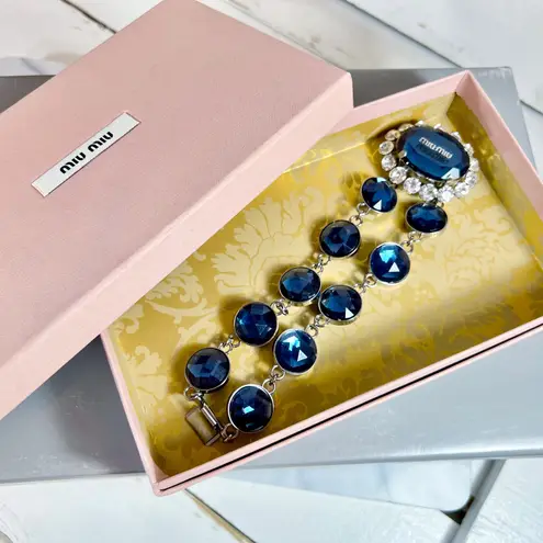 Miu Miu Blue and Silver Crystal Bracelet Elegant Bracelet