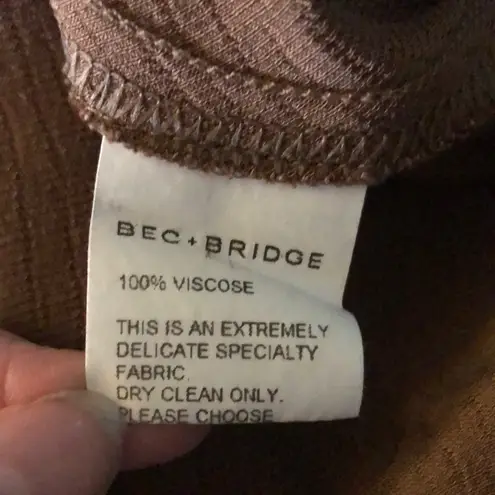 Bec & Bridge Kehlani Satin Maxi Dress High Side Slit Cut Outs in Chocolate sz 10