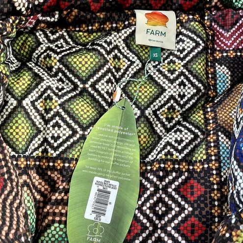 Farm Rio Tropical Puffer Metallic Coat Jacket Multicolor Size XS
