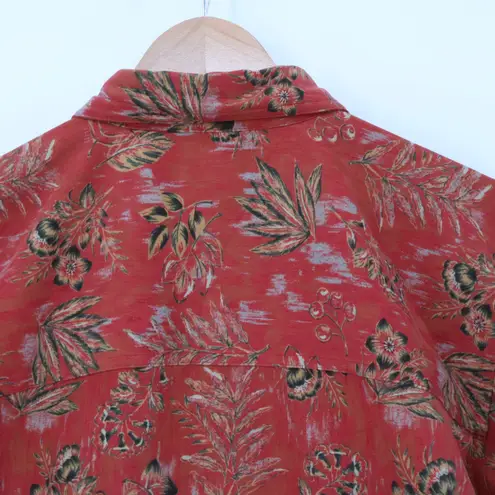 Christopher & Banks Vtg 90s Floral Button Down Shirt Jacket Womens Shacket Western Stretch Size L