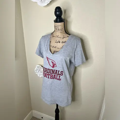 NFL NTM: Arizona Cardinals Gray & Red V Neck T Shirt with Mascot Sz XL