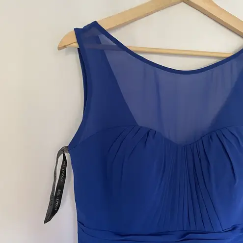 Bill Levkoff size 10 Elegant Blue Sleeveless Chiffon Dress With Ruched Bodice