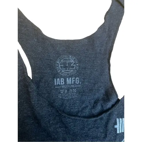 IAB MFG Gray Graphic Racerback Tank Top Gym Fitness Workout Tee M Size M