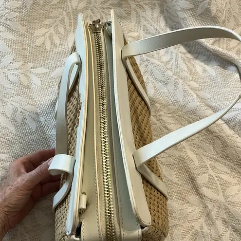 Spartina 449 Bamboo Moon Savannah Satchel Woven White Leather Handbag