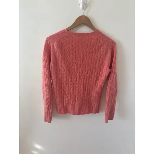 LXRI Cashmere Coral Cable Knit V Neck Sweater Long Sleeve Women's PL Pink Size undefined