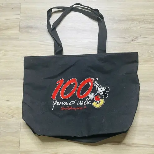 Disney Walt  World Mickey Mouse 100 YEARS OF MAGIC Celebration Canvas Tote Bag