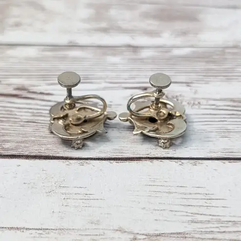 Vintage Screw On Earrings Blue Heart